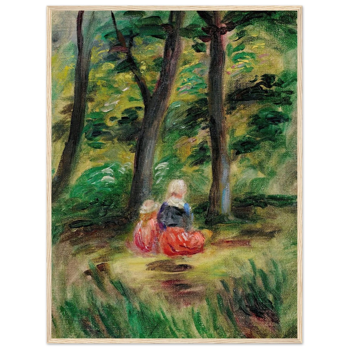 Femme Et Enfant Dans Un Paysage Art Print | Pierre Auguste Renoir - Framed Poster - 30x40 cm / 12x16″ - Black frame