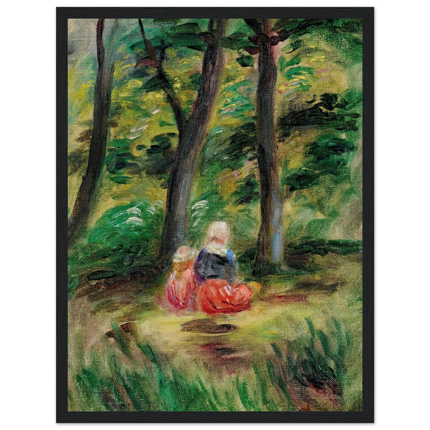 Femme Et Enfant Dans Un Paysage Art Print | Pierre Auguste Renoir - Framed Poster - 30x40 cm / 12x16″ - Black frame