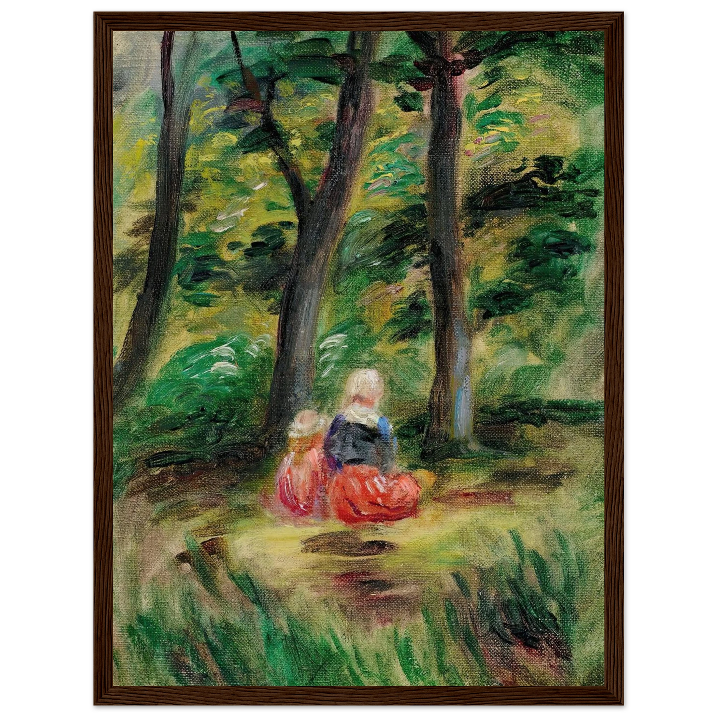 Femme Et Enfant Dans Un Paysage Art Print | Pierre Auguste Renoir - Framed Poster - 30x40 cm / 12x16″ - Black frame