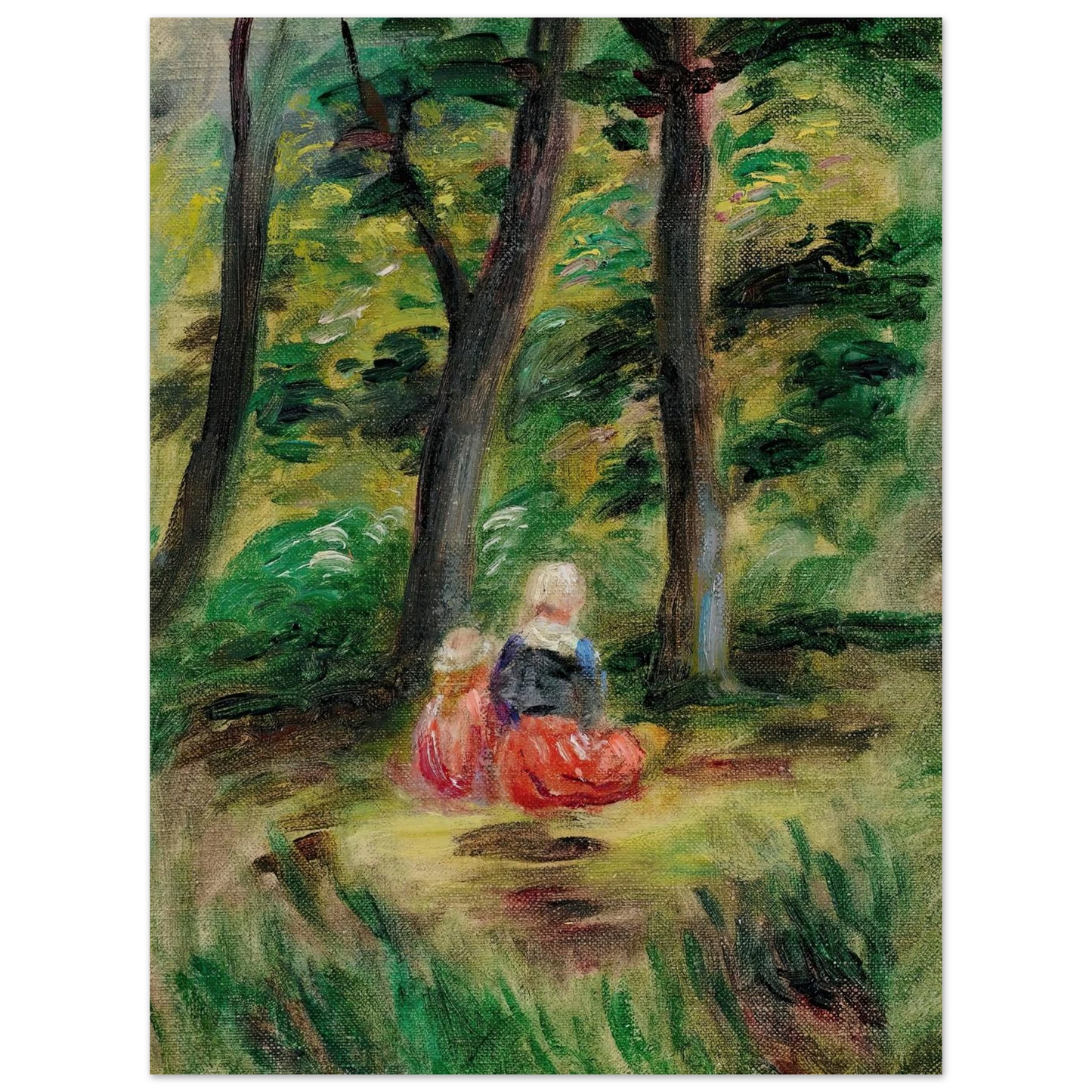 Femme Et Enfant Dans Un Paysage Art Print | Pierre Auguste Renoir - Framed Poster - 30x40 cm / 12x16″ - Black frame