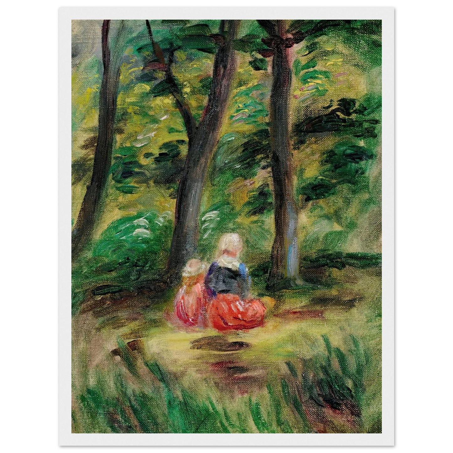 Femme Et Enfant Dans Un Paysage Art Print | Pierre Auguste Renoir - Framed Poster - 30x40 cm / 12x16″ - Black frame