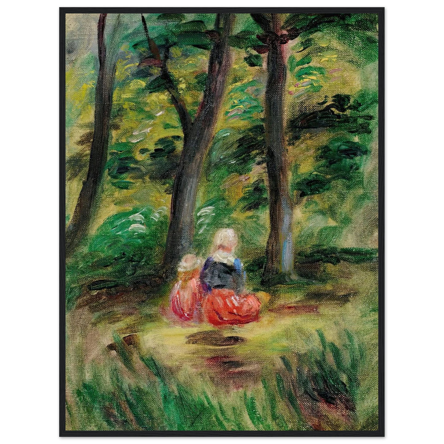 Femme Et Enfant Dans Un Paysage Art Print | Pierre Auguste Renoir - Framed Poster - 30x40 cm / 12x16″ - Black frame