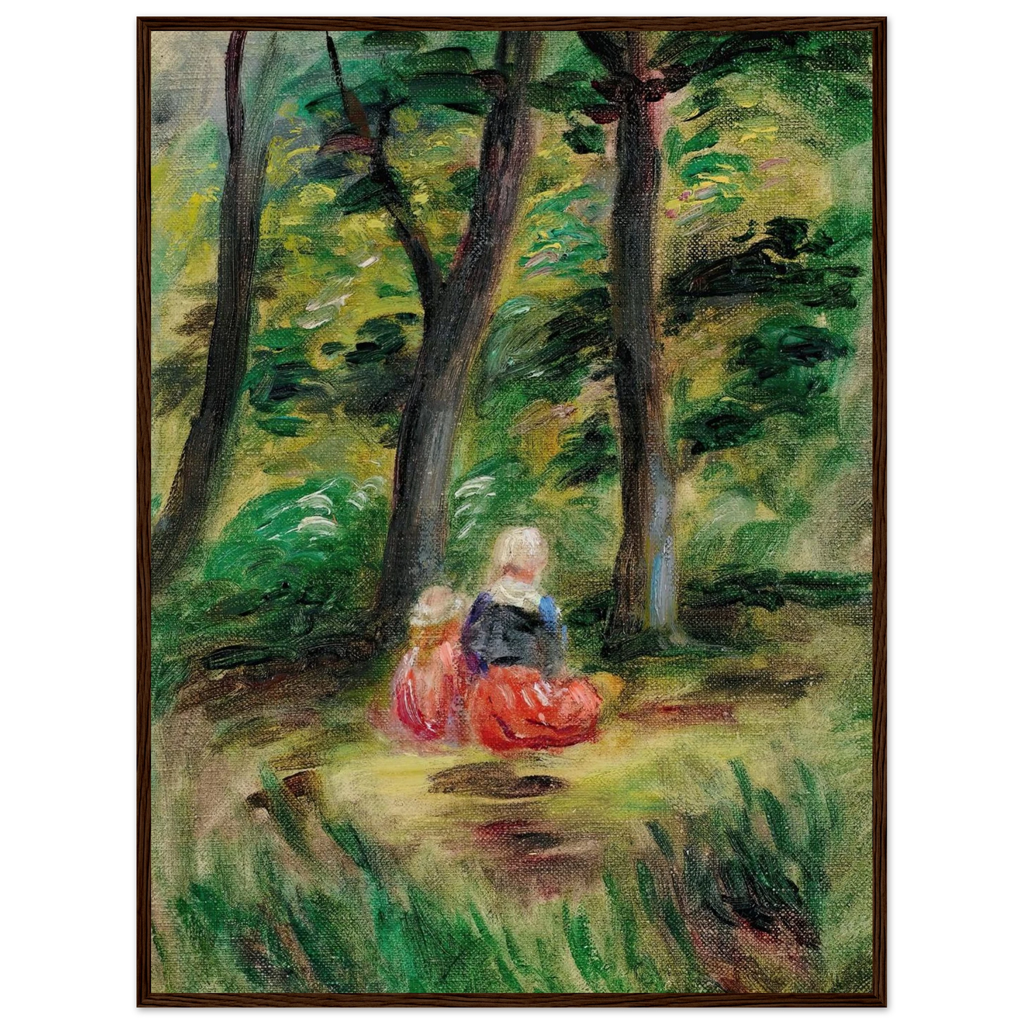 Femme Et Enfant Dans Un Paysage Art Print | Pierre Auguste Renoir - Framed Poster - 30x40 cm / 12x16″ - Black frame