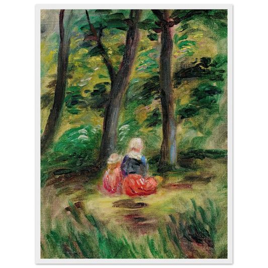 Femme Et Enfant Dans Un Paysage Art Print | Pierre Auguste Renoir - Framed Poster - 30x40 cm / 12x16″ - Black frame