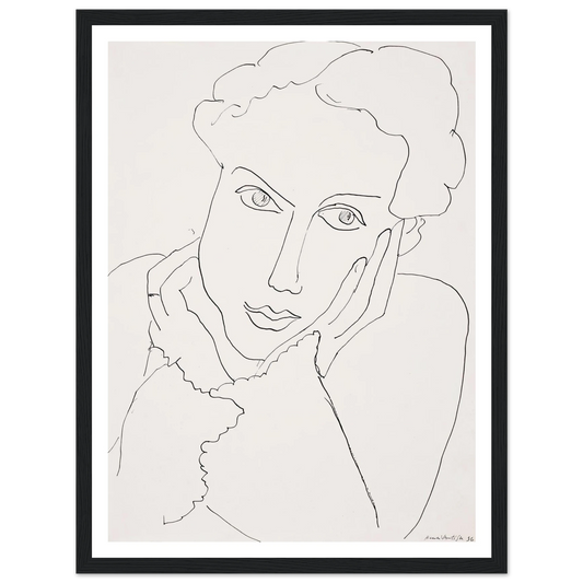Femme pensive (1936) Art Print | Henri Matisse - Framed Poster - 30x40 cm / 12x16″ - Black frame