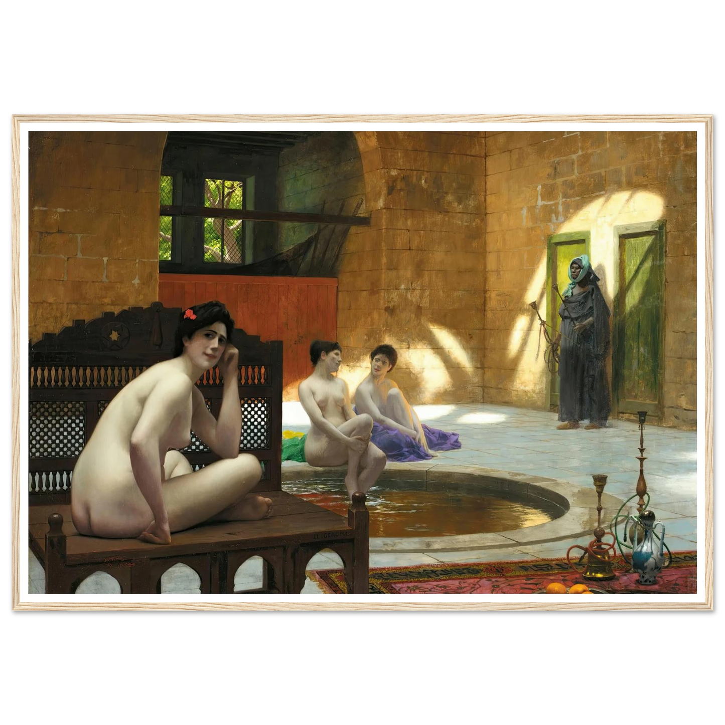 Femmes Au Bain Art Print | Jean Leon Gerome - Framed Poster - 30x40 cm / 12x16″ - Black frame