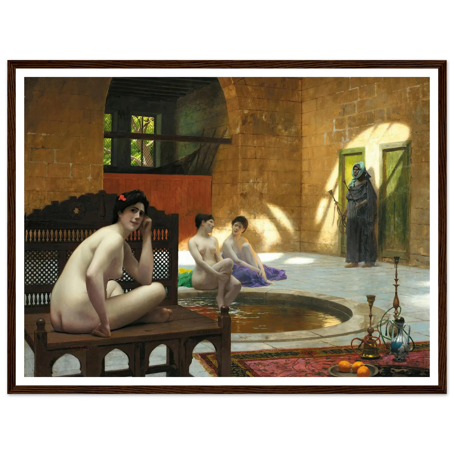 Femmes Au Bain Art Print | Jean Leon Gerome - Framed Poster - 30x40 cm / 12x16″ - Black frame