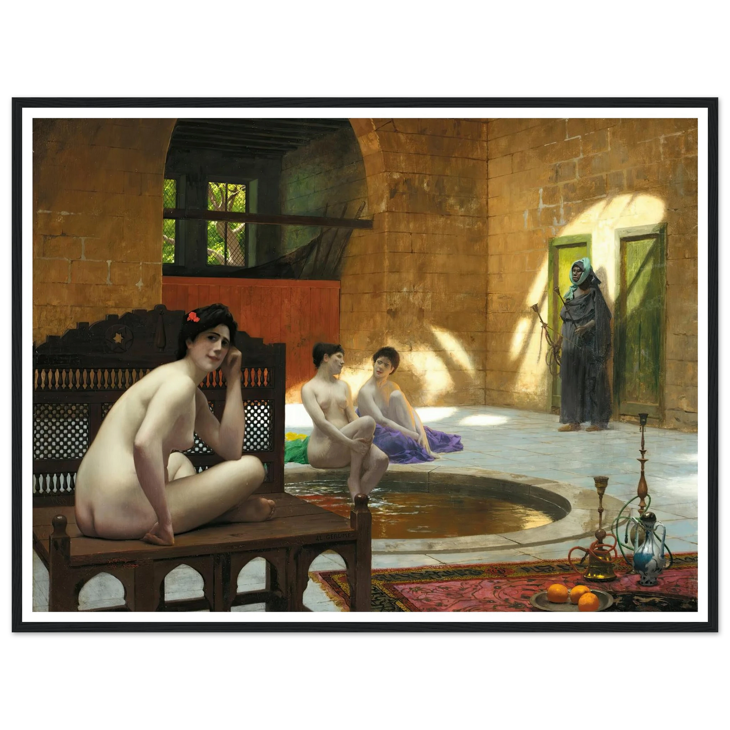 Femmes Au Bain Art Print | Jean Leon Gerome - Framed Poster - 30x40 cm / 12x16″ - Black frame