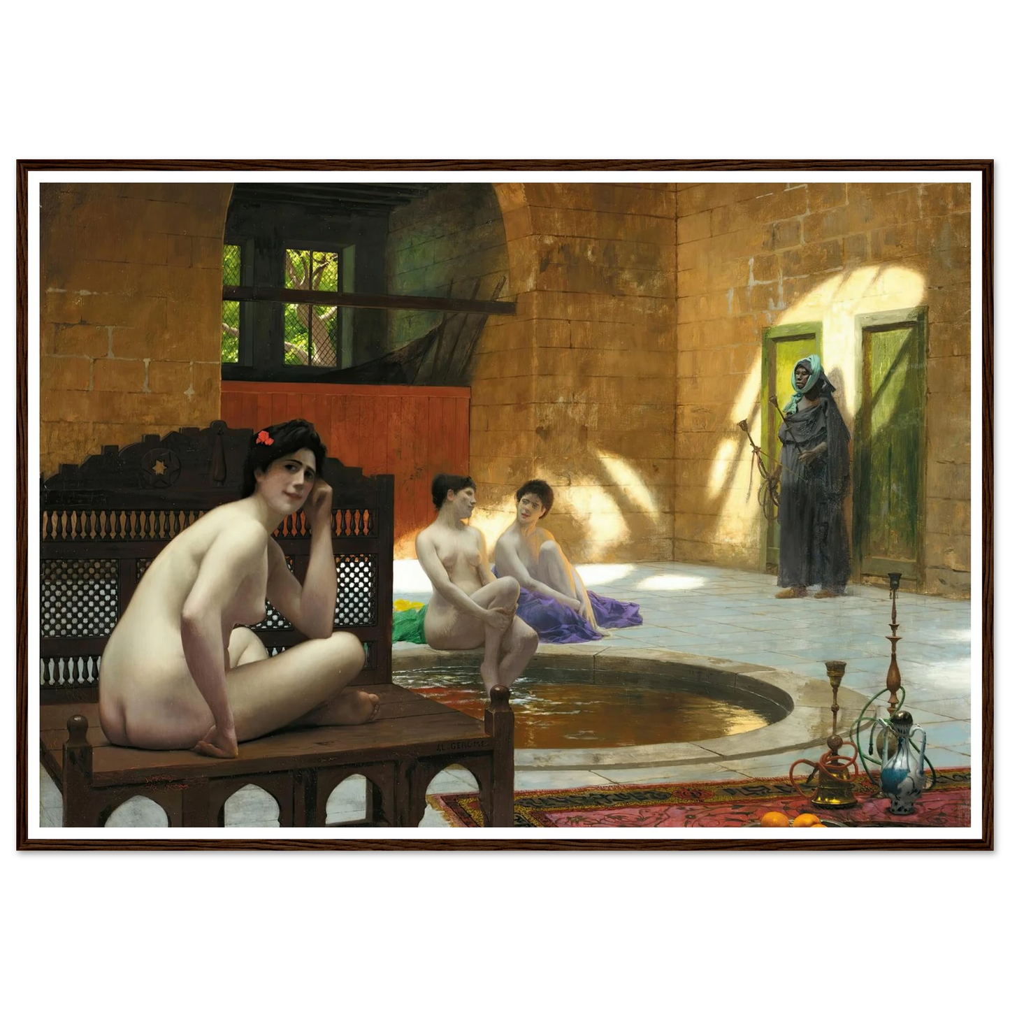 Femmes Au Bain Art Print | Jean Leon Gerome - Framed Poster - 30x40 cm / 12x16″ - Black frame
