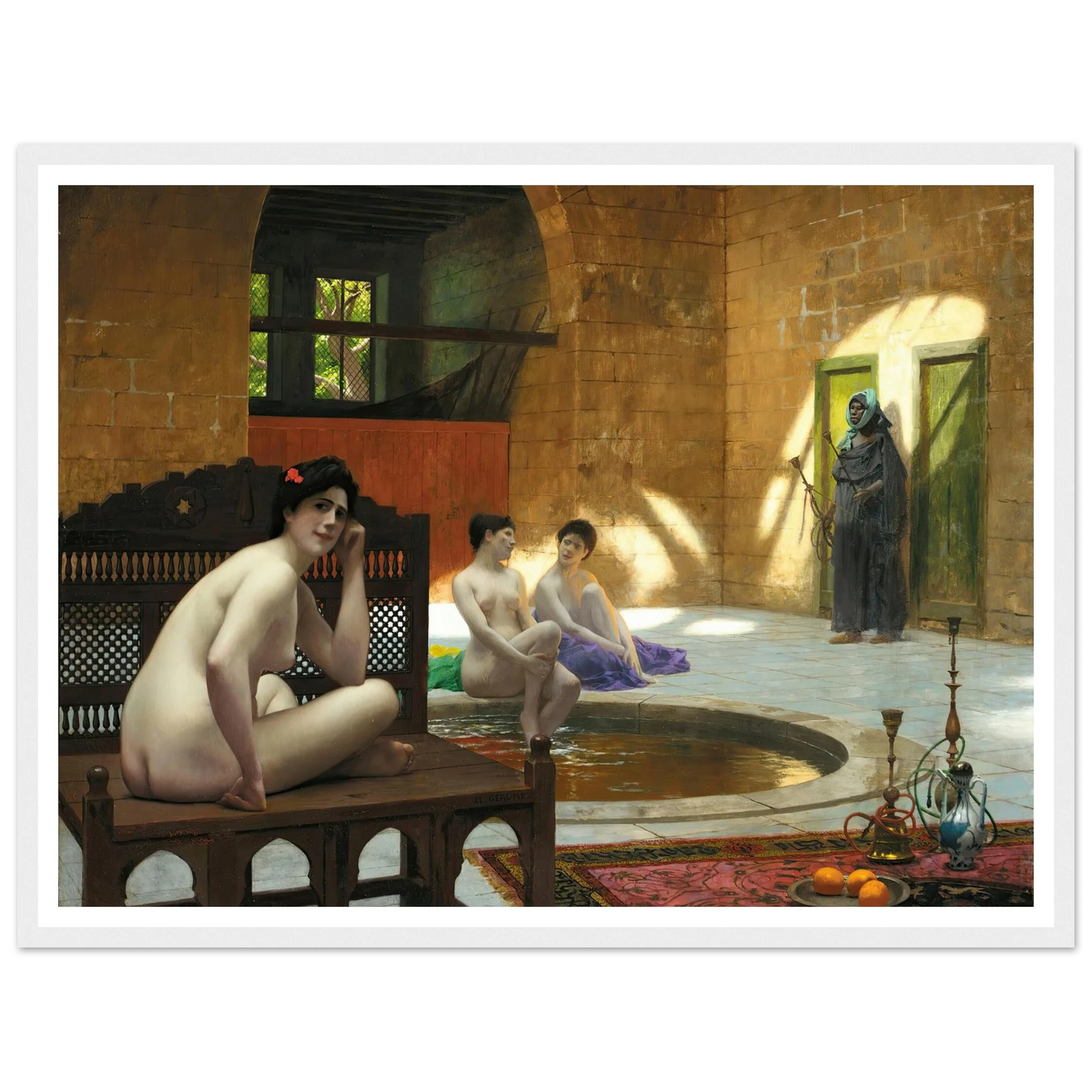 Femmes Au Bain Art Print | Jean Leon Gerome - Framed Poster - 30x40 cm / 12x16″ - Black frame