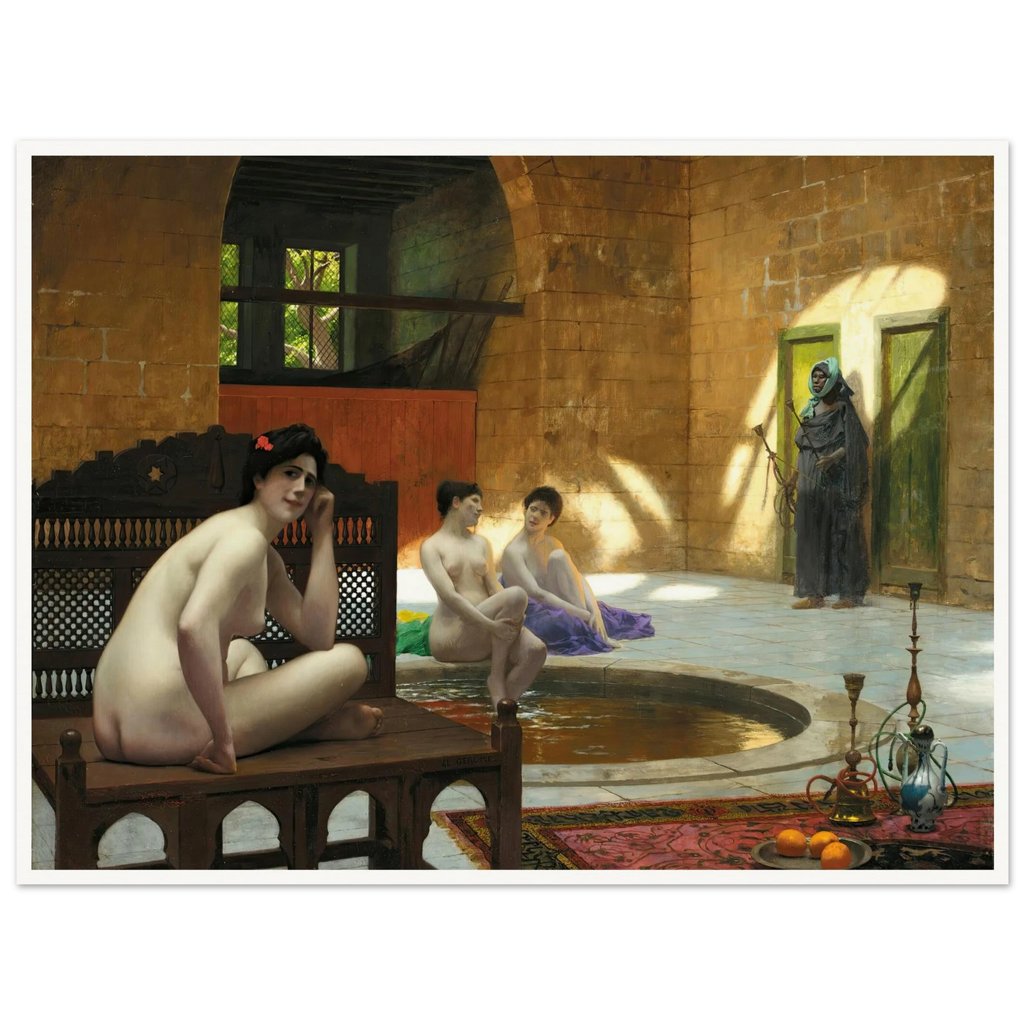 Femmes Au Bain Art Print | Jean Leon Gerome - Framed Poster - 30x40 cm / 12x16″ - Black frame