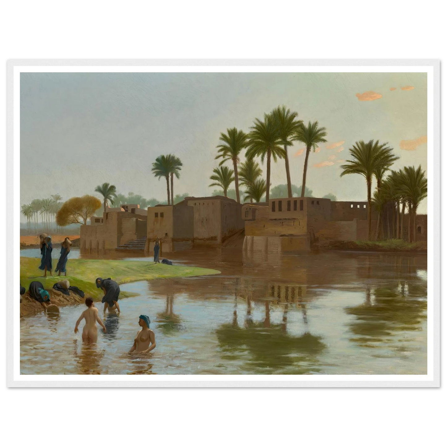 Femmes fellahs au bain Art Print | Jean Leon Gerome - Framed Poster - 30x40 cm / 12x16″ - Black frame