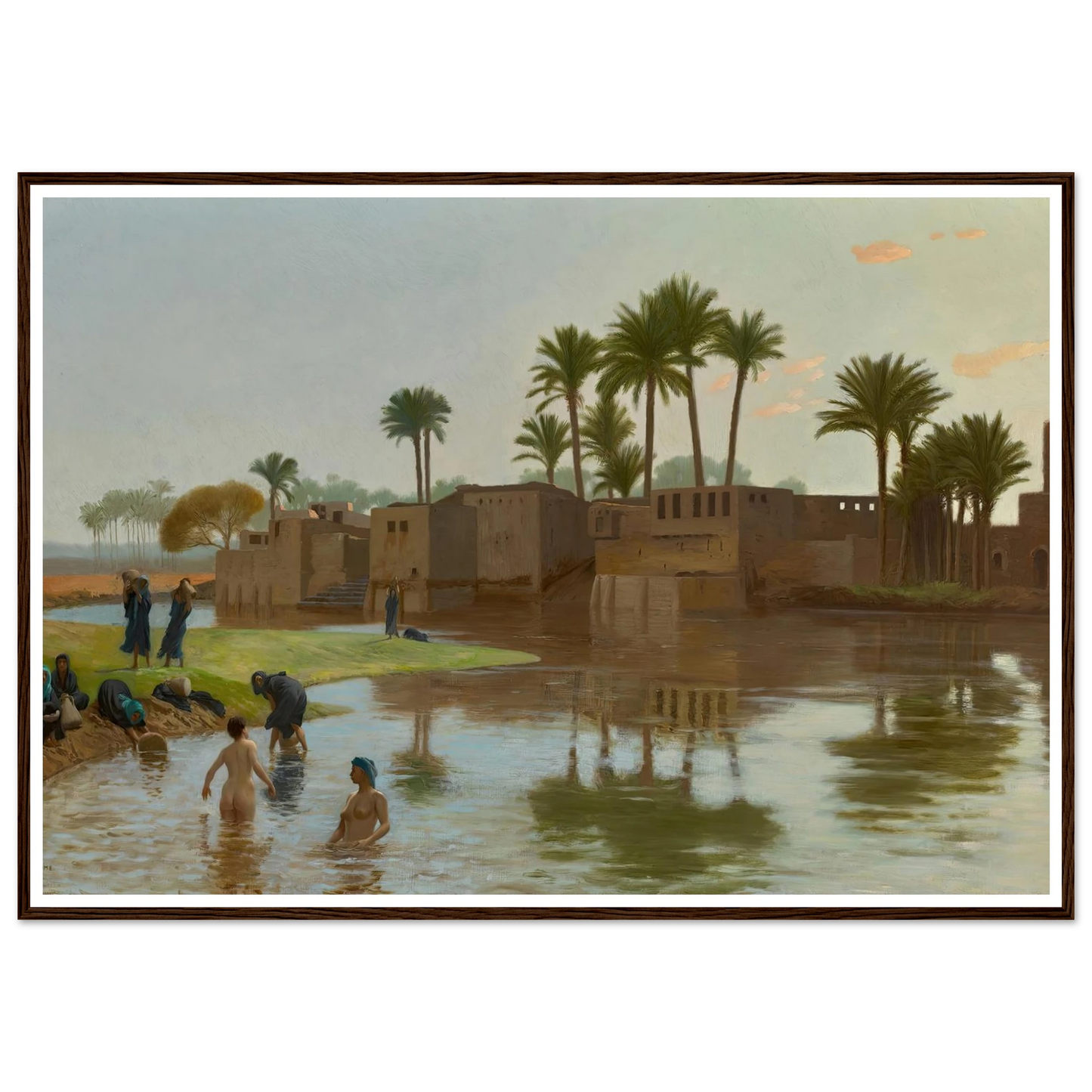 Femmes fellahs au bain Art Print | Jean Leon Gerome - Framed Poster - 30x40 cm / 12x16″ - Black frame