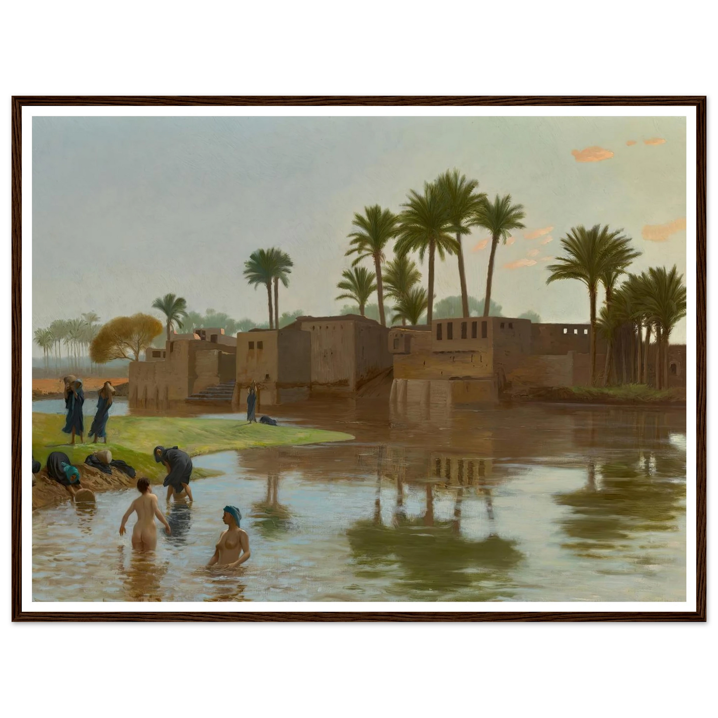 Femmes fellahs au bain Art Print | Jean Leon Gerome - Framed Poster - 30x40 cm / 12x16″ - Black frame