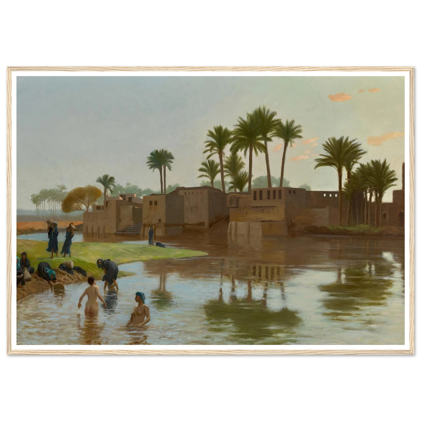Femmes fellahs au bain Art Print | Jean Leon Gerome - Framed Poster - 30x40 cm / 12x16″ - Black frame