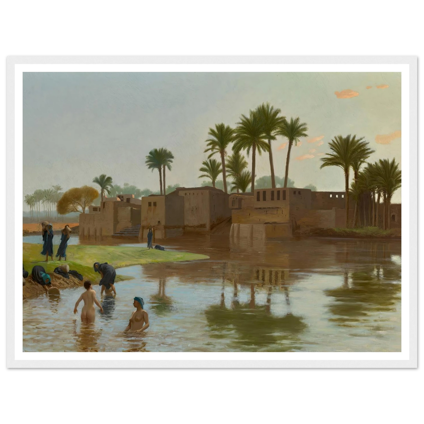 Femmes fellahs au bain Art Print | Jean Leon Gerome - Framed Poster - 30x40 cm / 12x16″ - Black frame