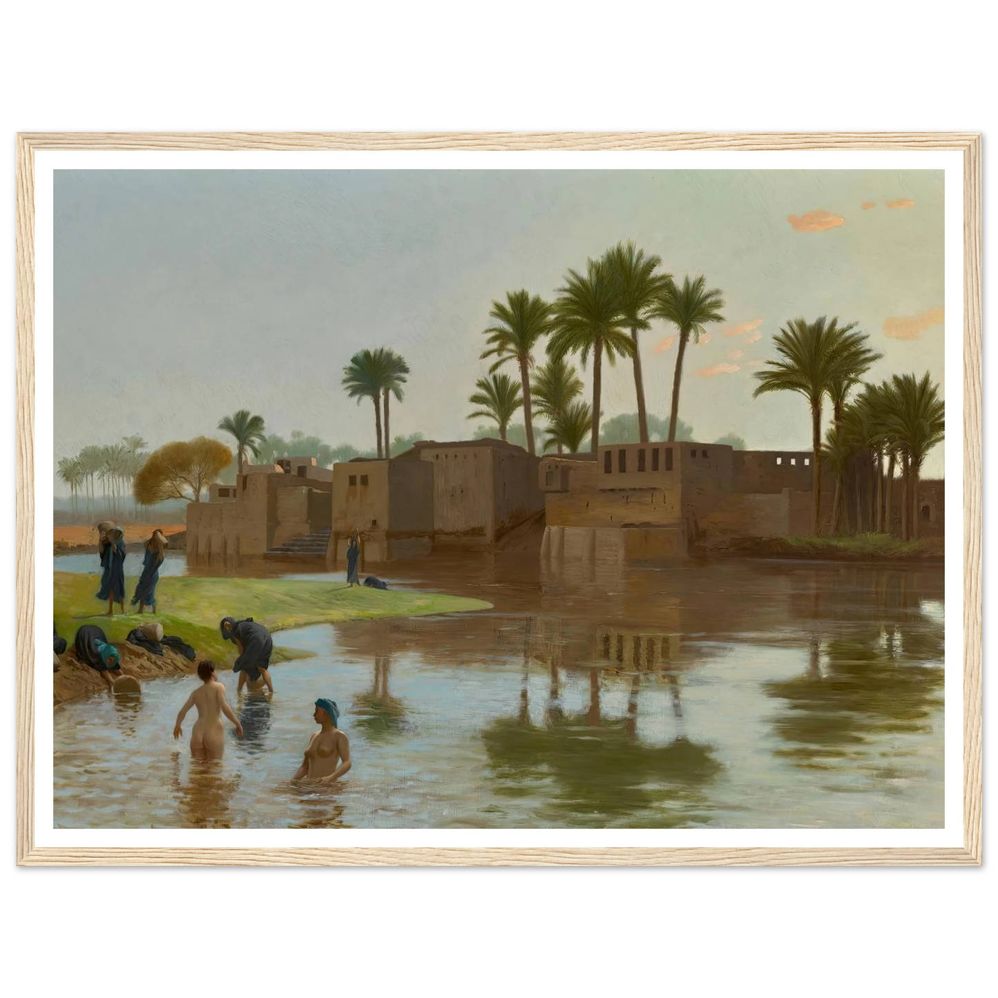 Femmes fellahs au bain Art Print | Jean Leon Gerome - Framed Poster - 30x40 cm / 12x16″ - Black frame