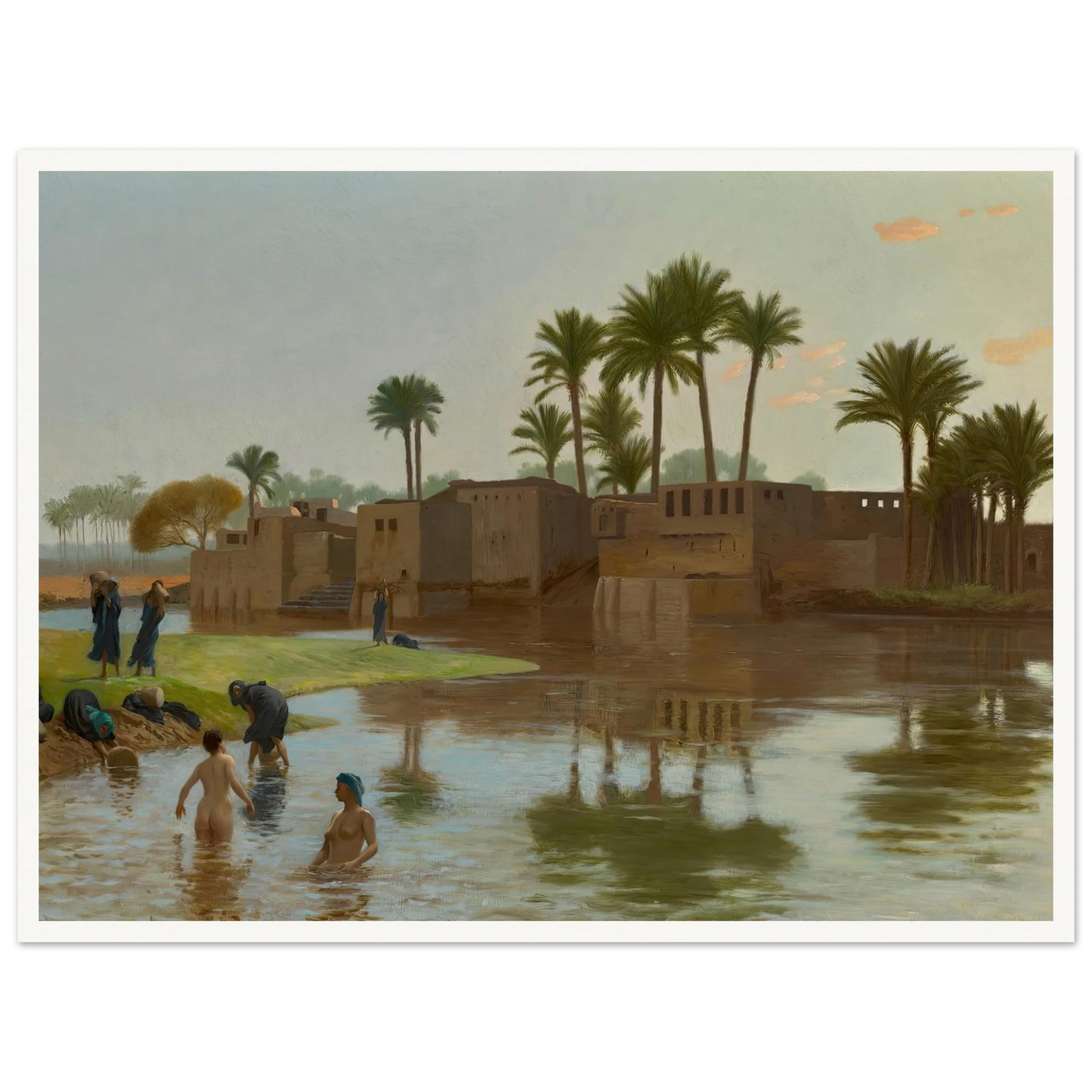 Femmes fellahs au bain Art Print | Jean Leon Gerome - Framed Poster - 30x40 cm / 12x16″ - Black frame
