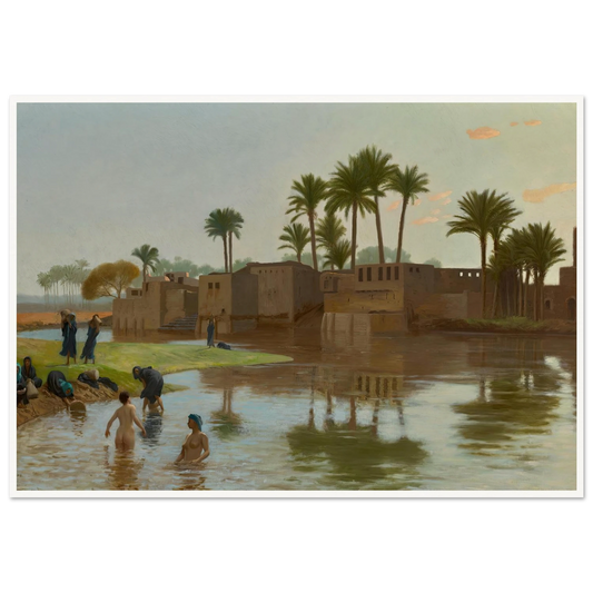 Femmes fellahs au bain Art Print | Jean Leon Gerome - Framed Poster - 30x40 cm / 12x16″ - Black frame