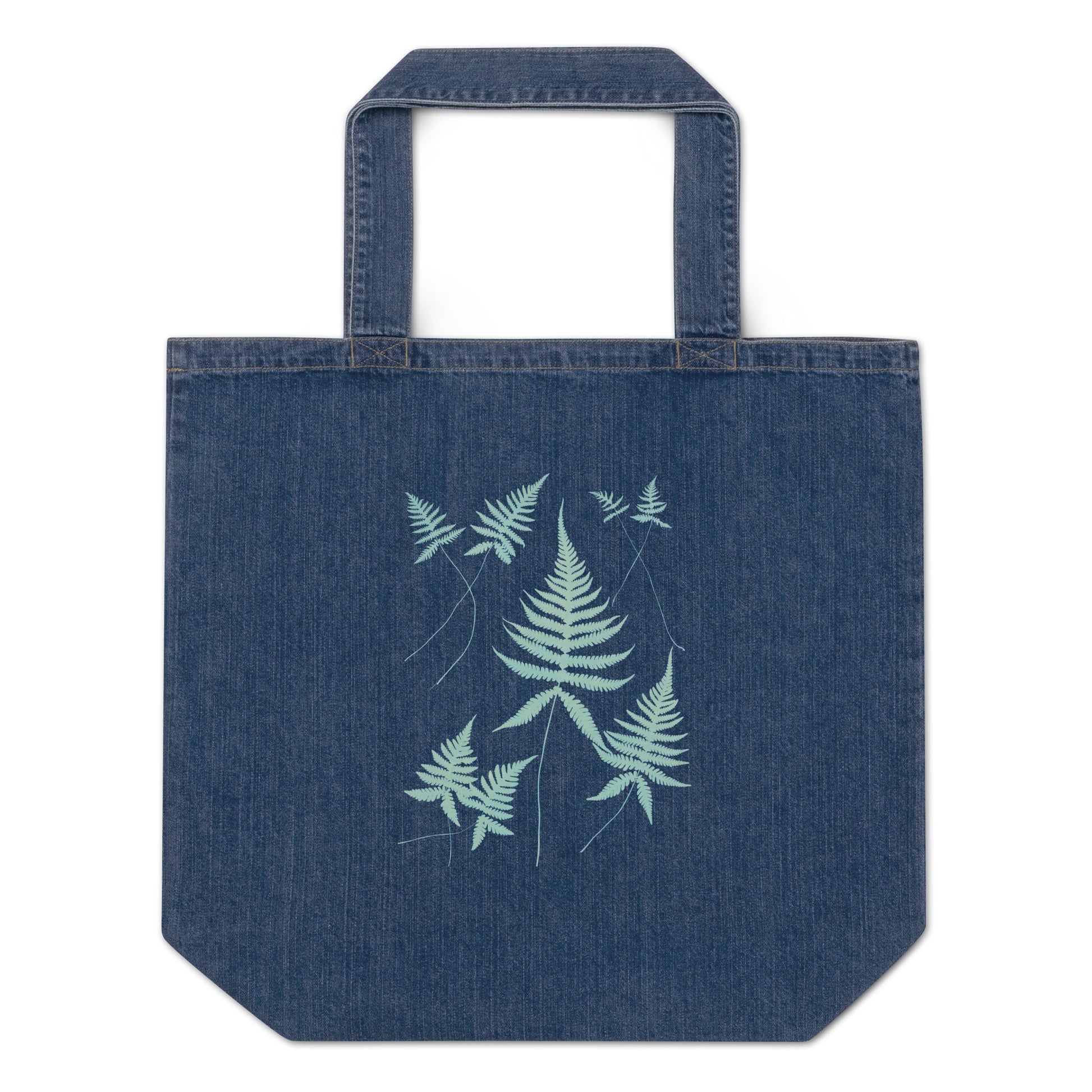 Ferns of Huntington, Long Island Pl.15 Organic Denim Tote Bag | Ella J. C. Hurd - - - 