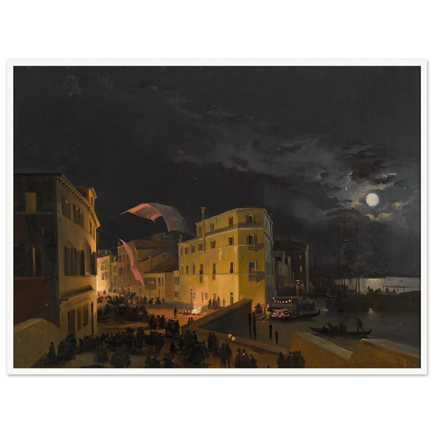 Festival in Venice Art Print | Ippolito Caffi - Framed Poster - 30x40 cm / 12x16″ - Black frame