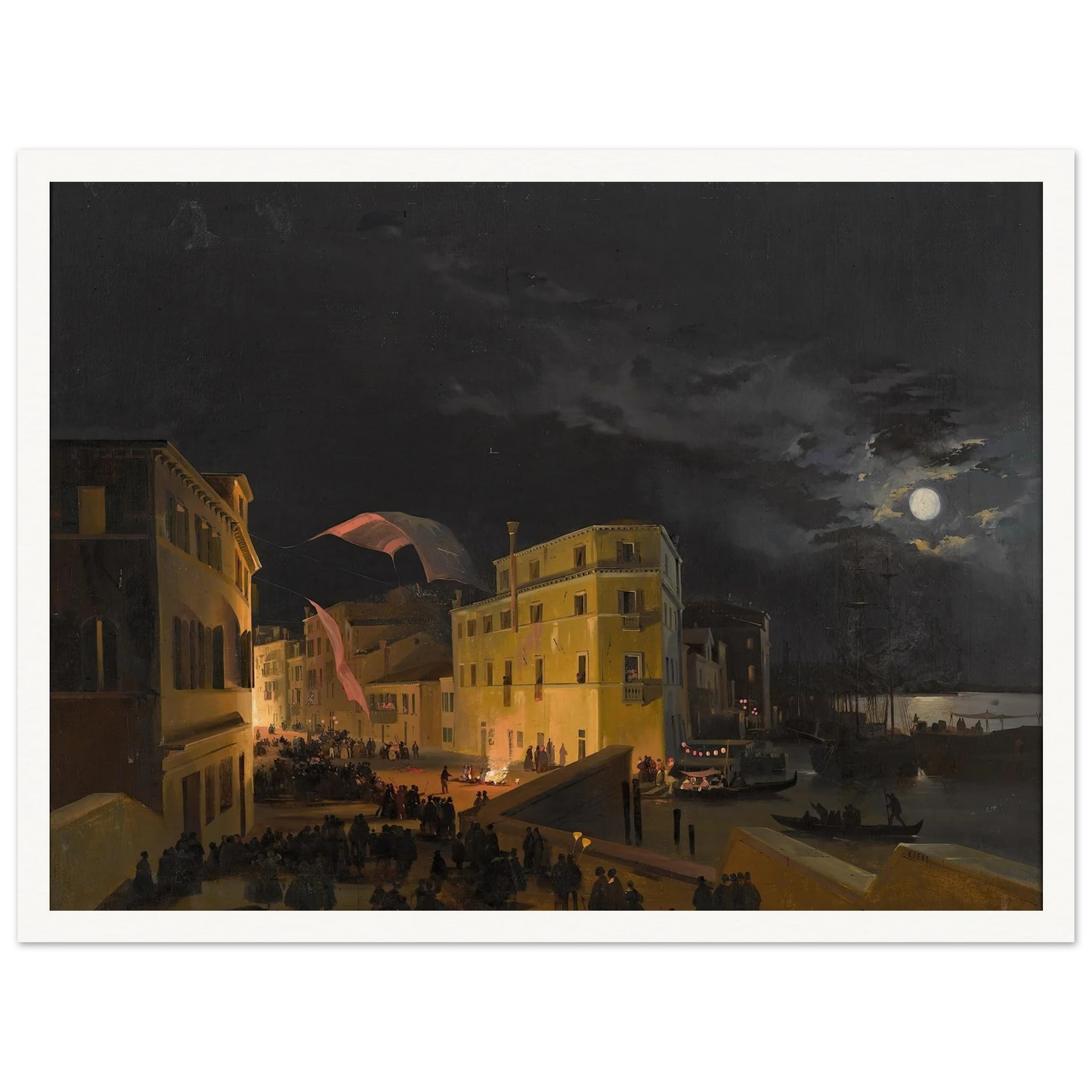 Festival in Venice Art Print | Ippolito Caffi - Framed Poster - 30x40 cm / 12x16″ - Black frame