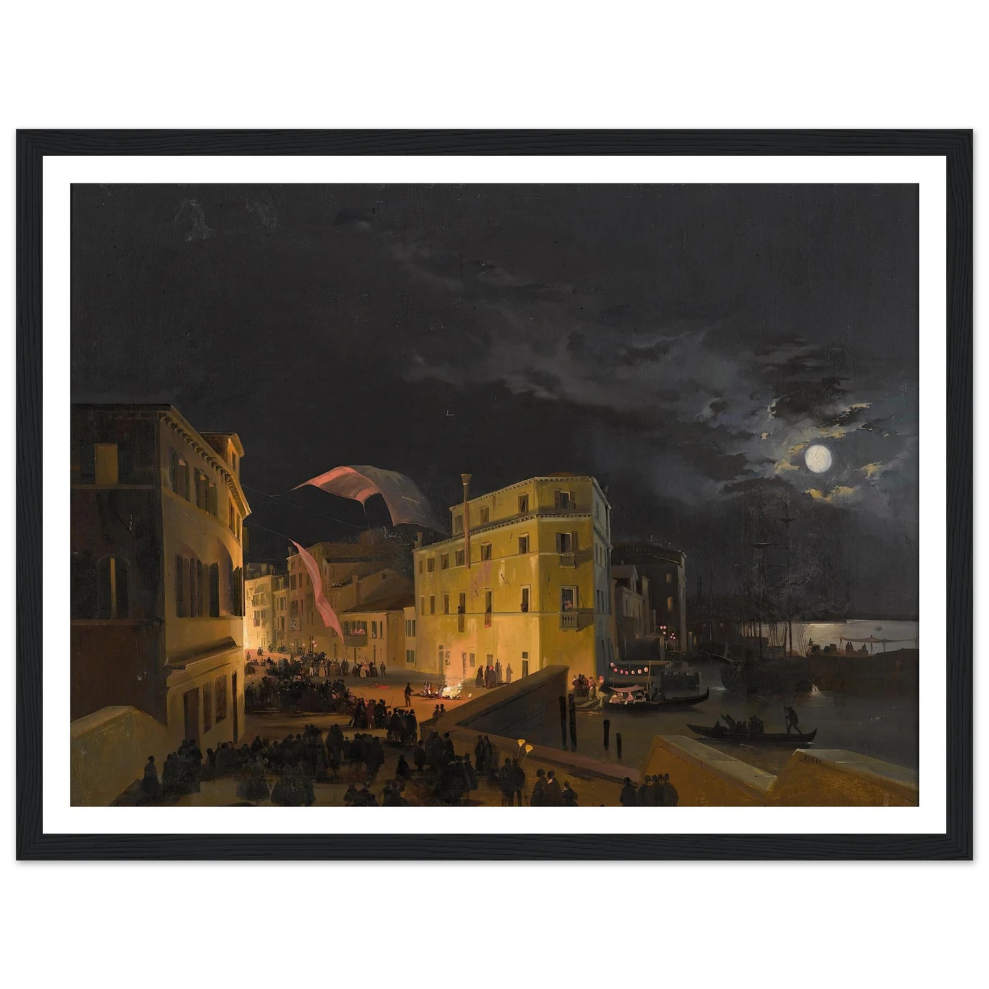 Festival in Venice Art Print | Ippolito Caffi - Framed Poster - 30x40 cm / 12x16″ - Black frame