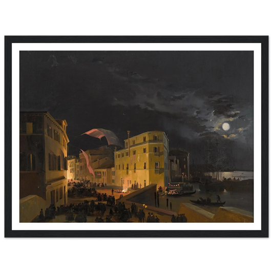 Festival in Venice Art Print | Ippolito Caffi - Framed Poster - 30x40 cm / 12x16″ - Black frame