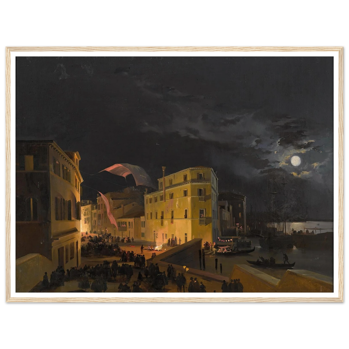 Festival in Venice Art Print | Ippolito Caffi - Framed Poster - 30x40 cm / 12x16″ - Black frame
