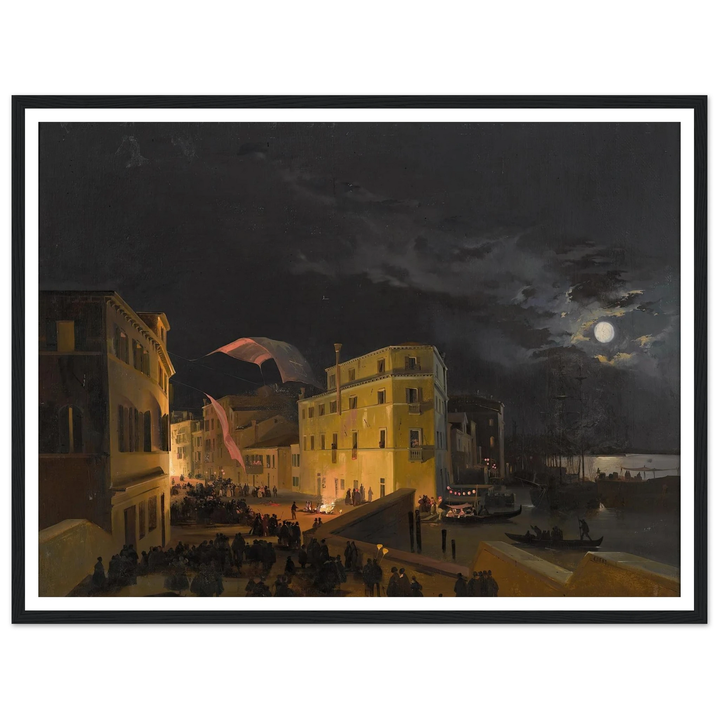 Festival in Venice Art Print | Ippolito Caffi - Framed Poster - 30x40 cm / 12x16″ - Black frame