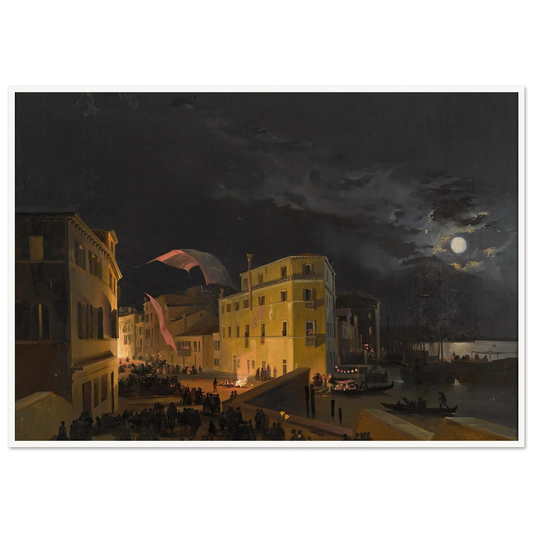 Festival in Venice Art Print | Ippolito Caffi - Framed Poster - 30x40 cm / 12x16″ - Black frame