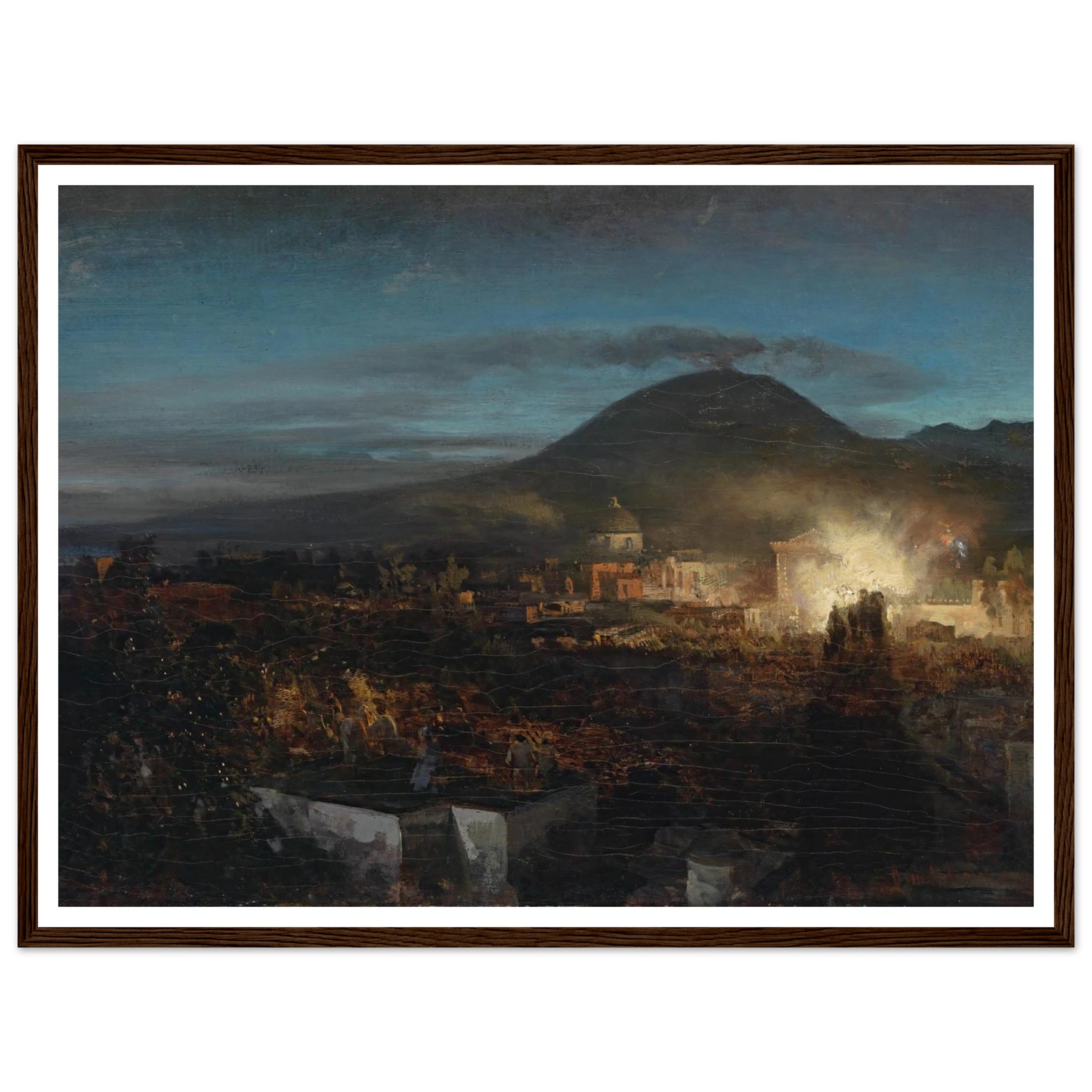 Feuerwerk In Toree Dell Annunziata Art Print | Oswald Achenbach - Framed Poster - 30x40 cm / 12x16″ - Black frame