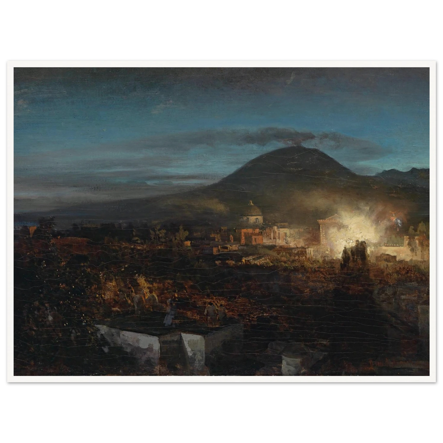 Feuerwerk In Toree Dell Annunziata Art Print | Oswald Achenbach - Framed Poster - 30x40 cm / 12x16″ - Black frame