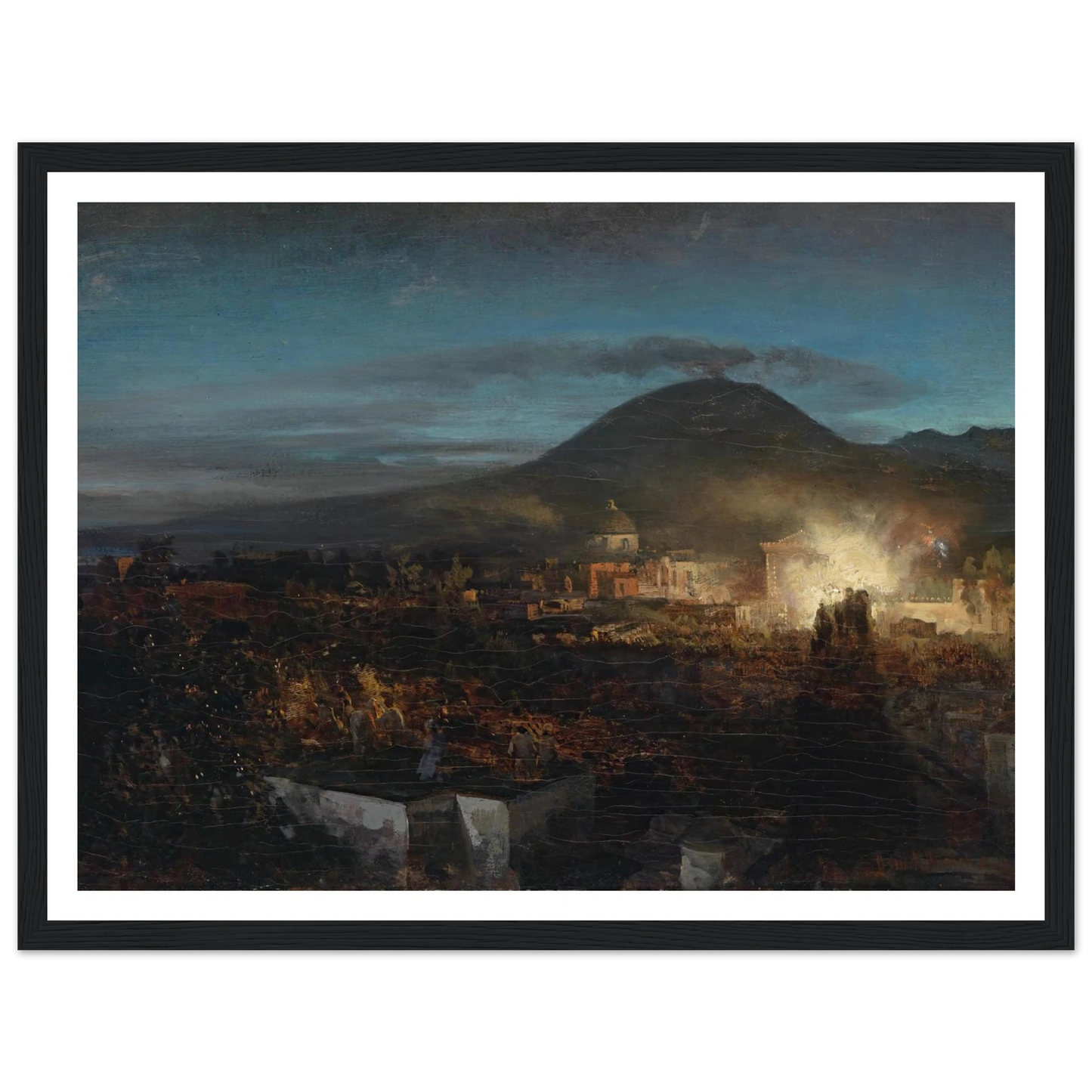 Feuerwerk In Toree Dell Annunziata Art Print | Oswald Achenbach - Framed Poster - 30x40 cm / 12x16″ - Black frame