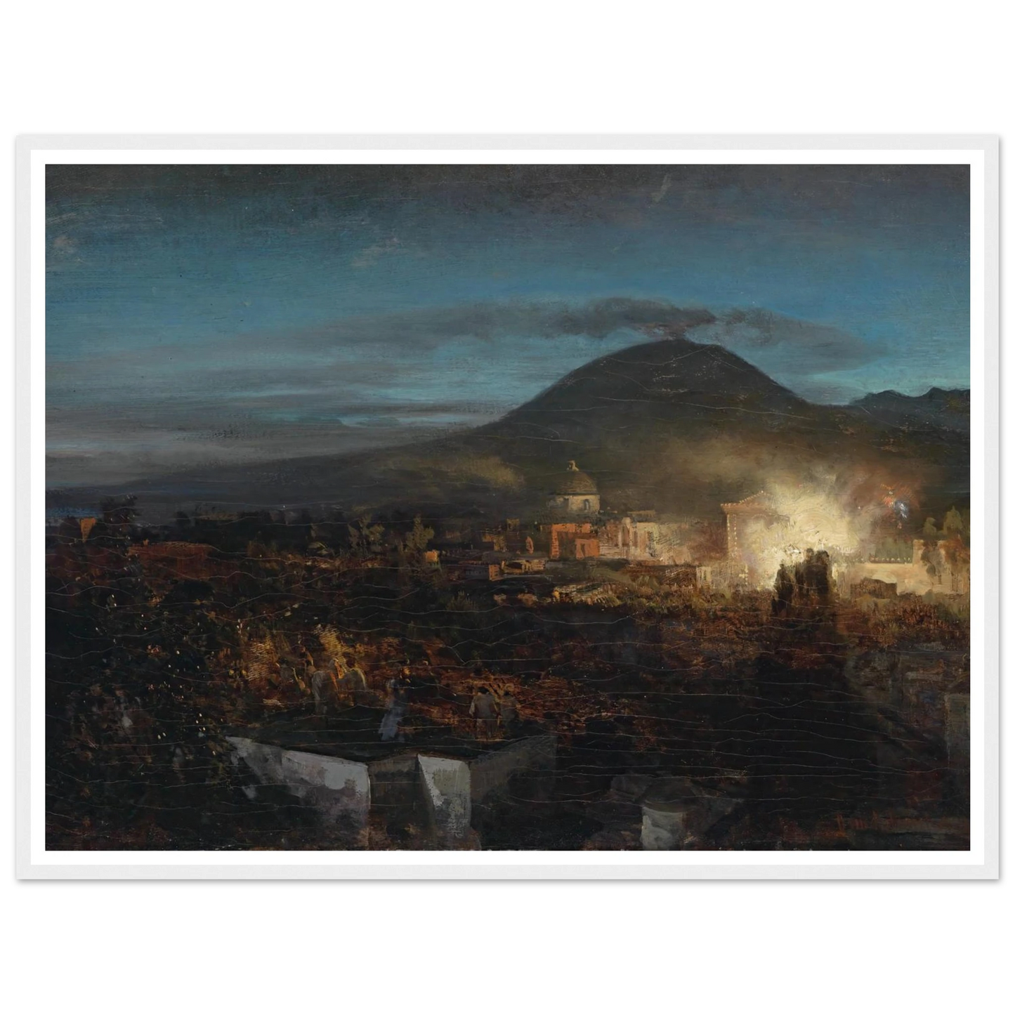 Feuerwerk In Toree Dell Annunziata Art Print | Oswald Achenbach - Framed Poster - 30x40 cm / 12x16″ - Black frame