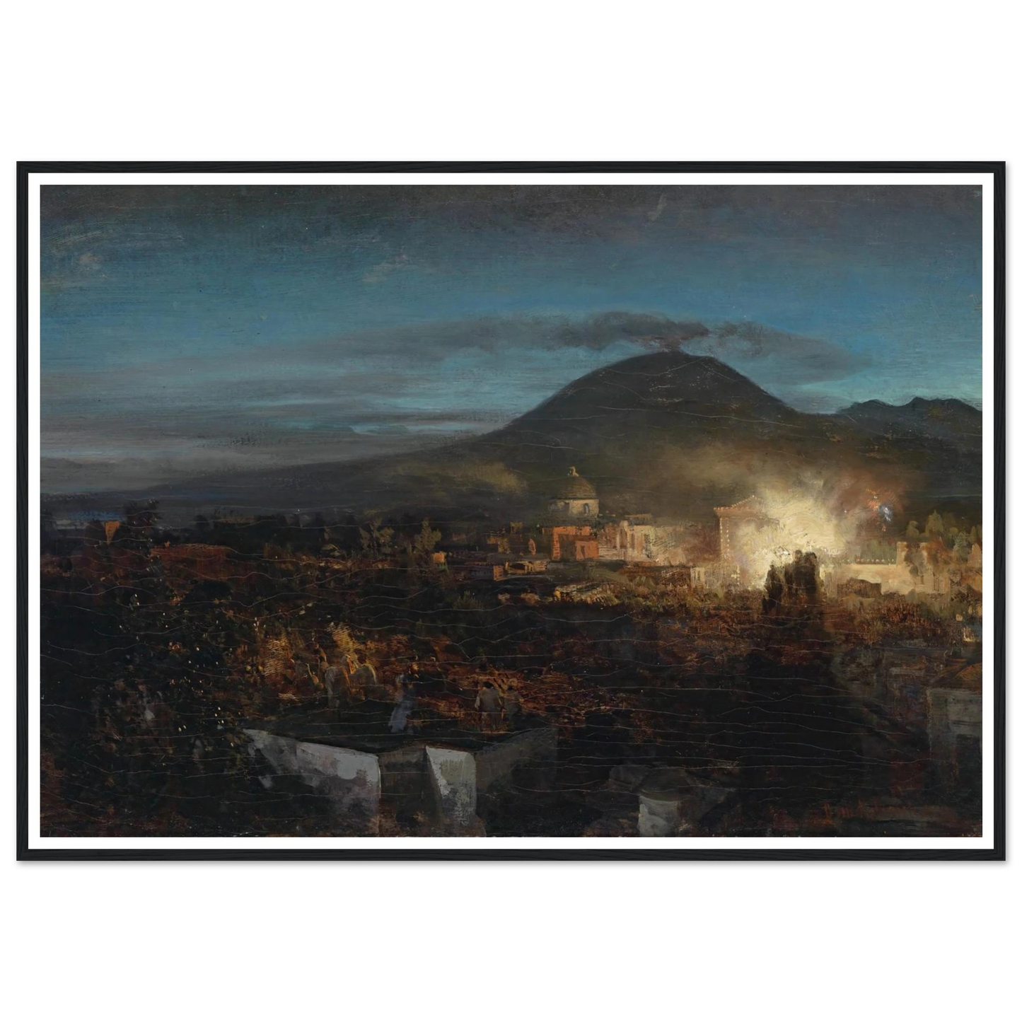 Feuerwerk In Toree Dell Annunziata Art Print | Oswald Achenbach - Framed Poster - 30x40 cm / 12x16″ - Black frame