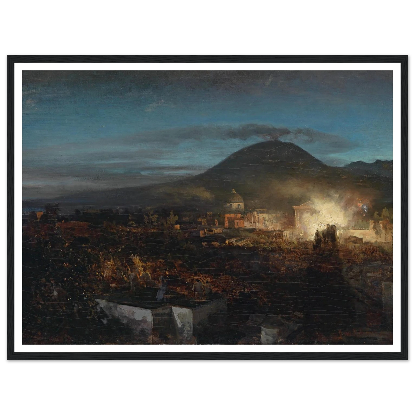 Feuerwerk In Toree Dell Annunziata Art Print | Oswald Achenbach - Framed Poster - 30x40 cm / 12x16″ - Black frame