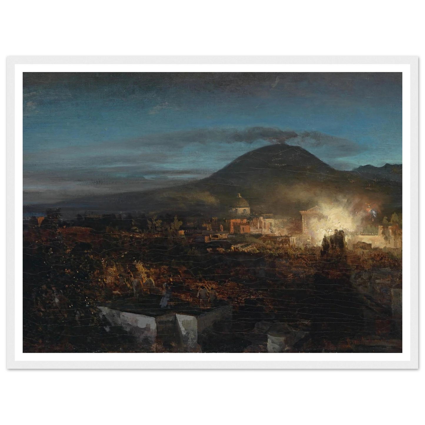 Feuerwerk In Toree Dell Annunziata Art Print | Oswald Achenbach - Framed Poster - 30x40 cm / 12x16″ - Black frame