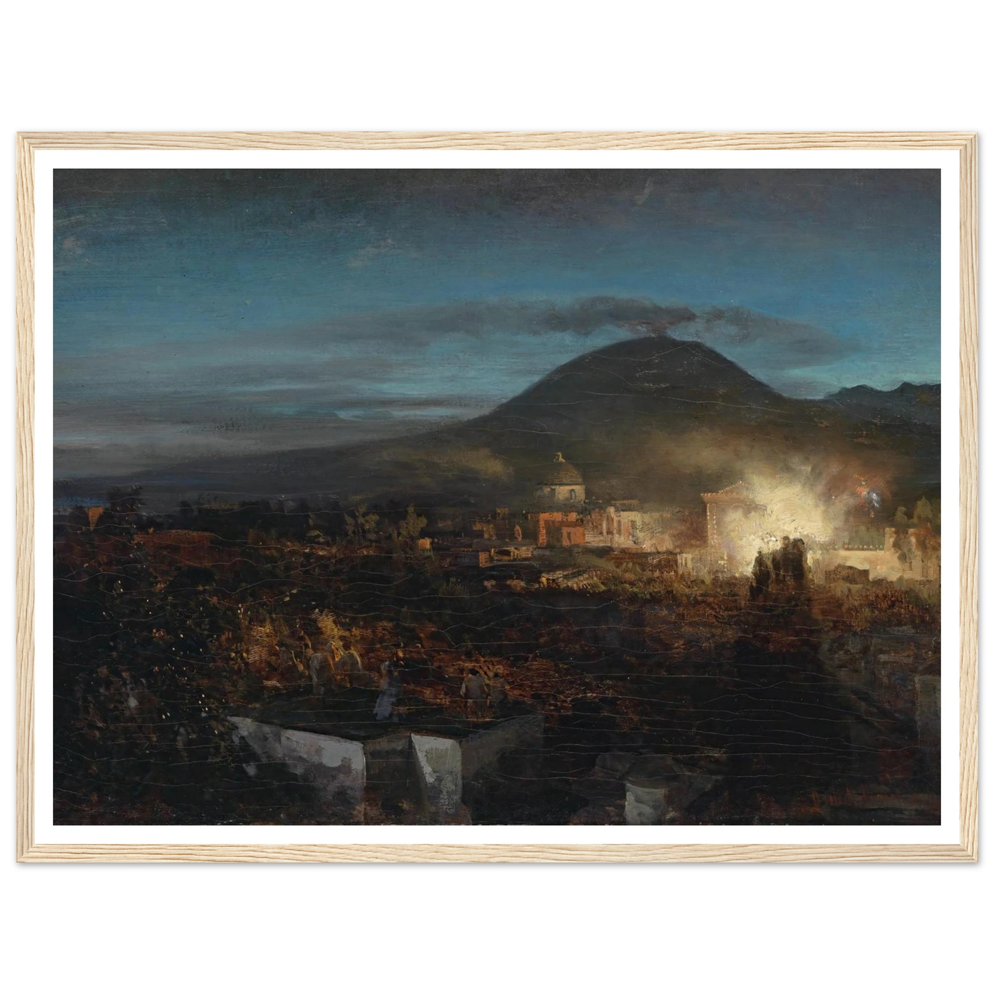 Feuerwerk In Toree Dell Annunziata Art Print | Oswald Achenbach - Framed Poster - 30x40 cm / 12x16″ - Black frame