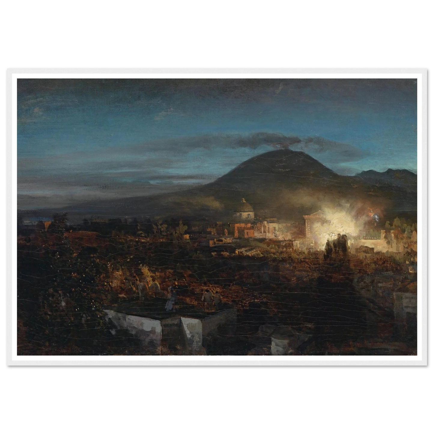 Feuerwerk In Toree Dell Annunziata Art Print | Oswald Achenbach - Framed Poster - 30x40 cm / 12x16″ - Black frame