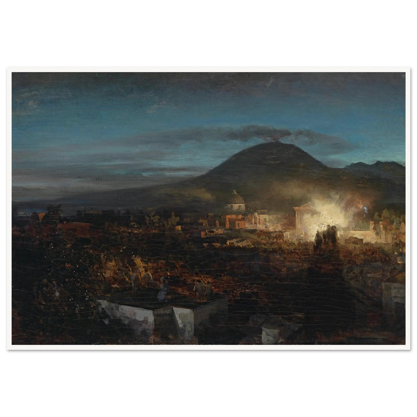Feuerwerk In Toree Dell Annunziata Art Print | Oswald Achenbach - Framed Poster - 30x40 cm / 12x16″ - Black frame