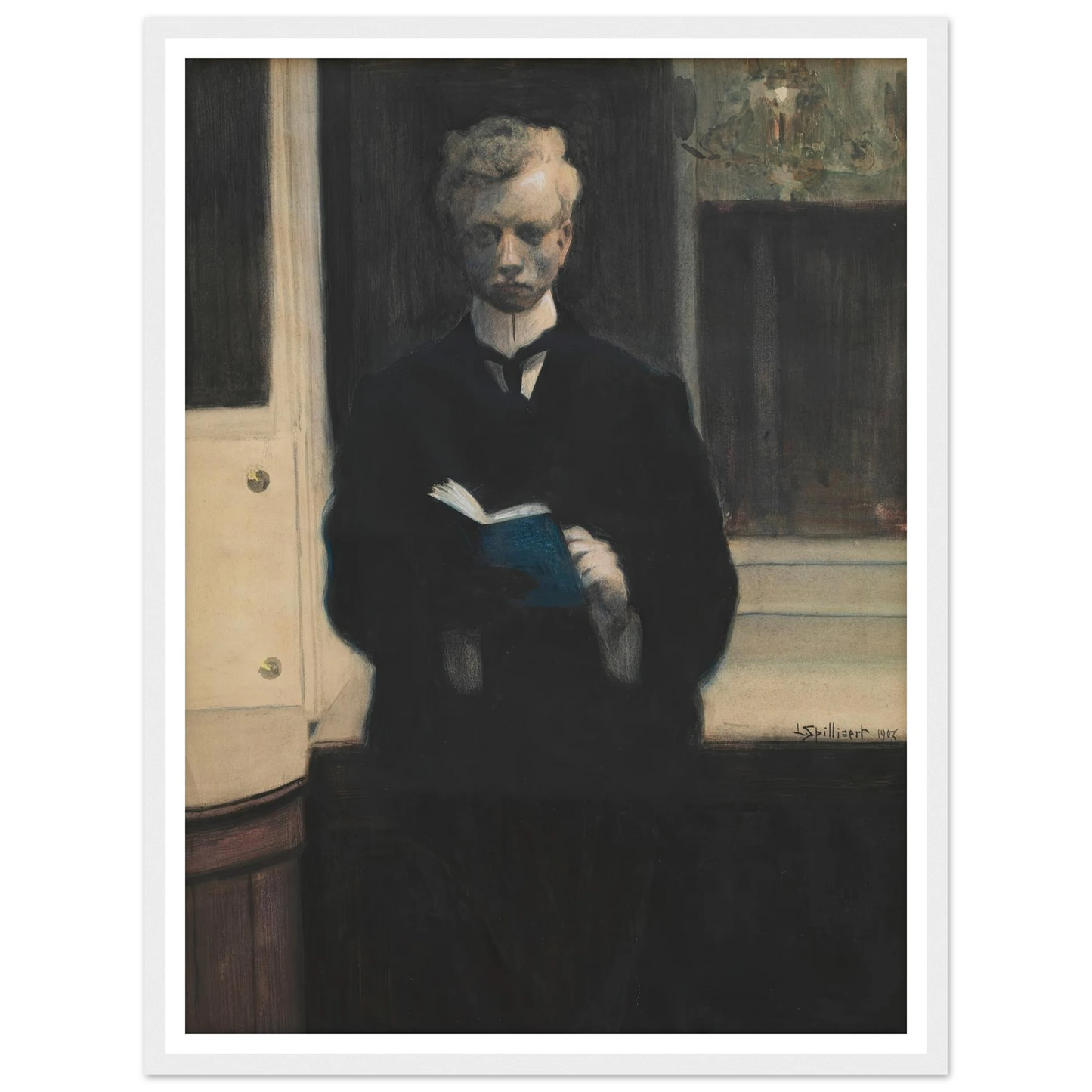 Self Portrait with Blue Sketchbook (1907) Art Print | Leon Spilliaert-Quipham Collections