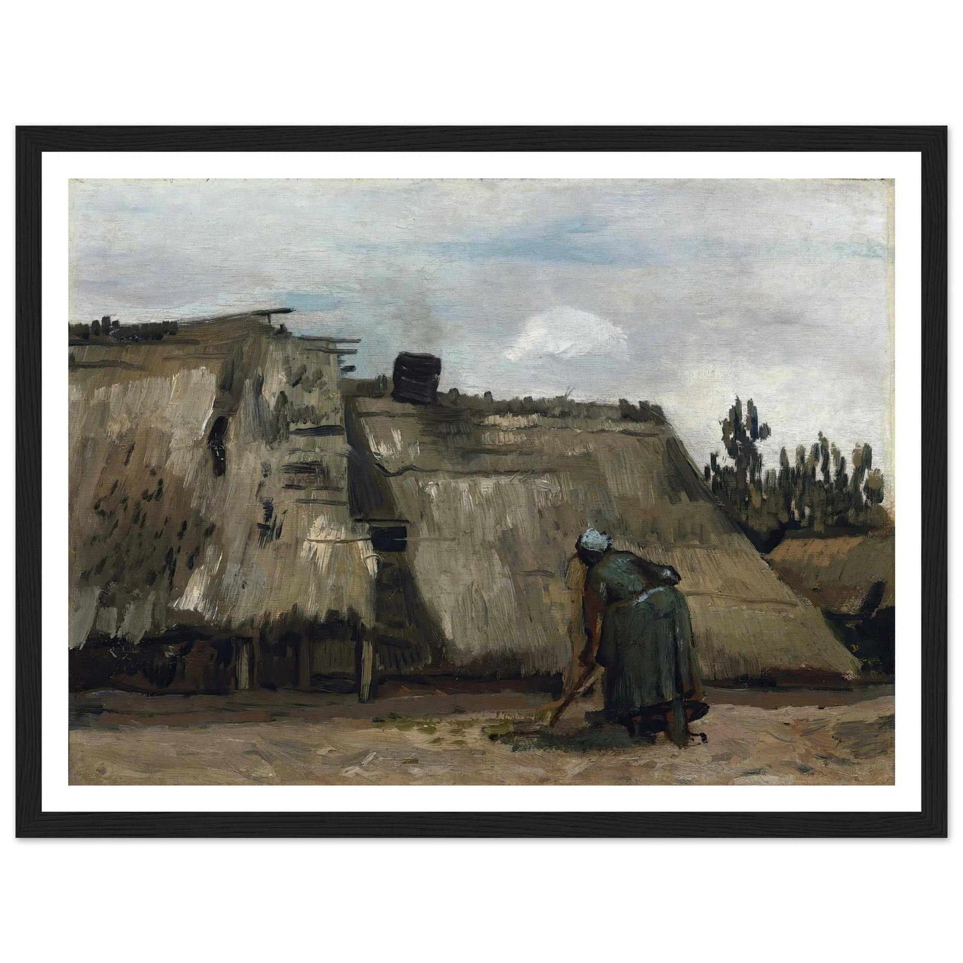 A Peasant Woman Digging in Front of Her Cottage (c. 1885) Art Print | Vincent van Gogh-Quipham Collections
