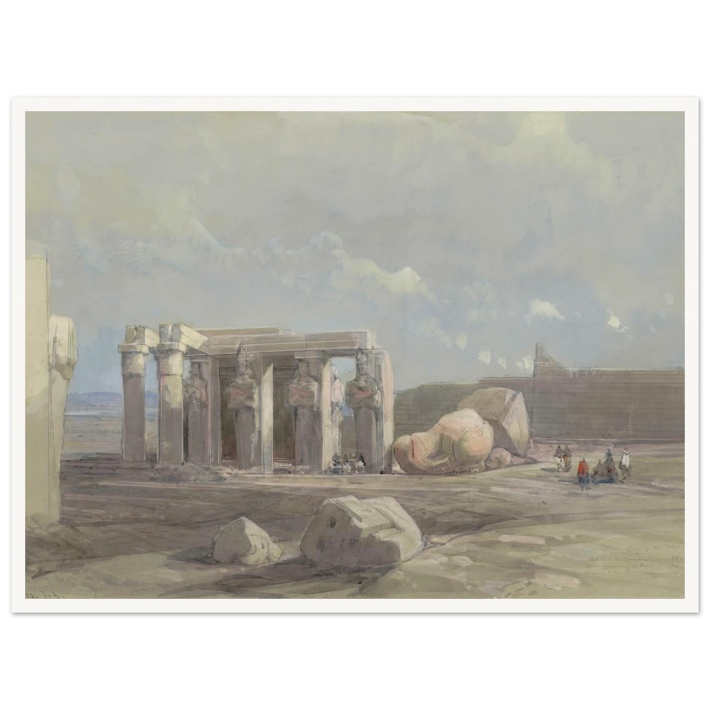 Fragments of a Colossal statue at the Memnonium, Thebes (1838) Art Print | David Roberts-Quipham Collections