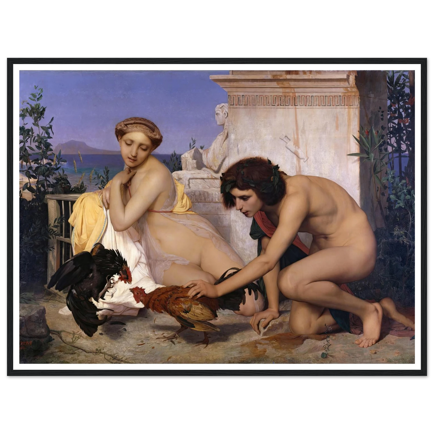 Young Greeks Attending a Cock Fight (1846) Art Print | Jean Leon Gerome-Quipham Collections