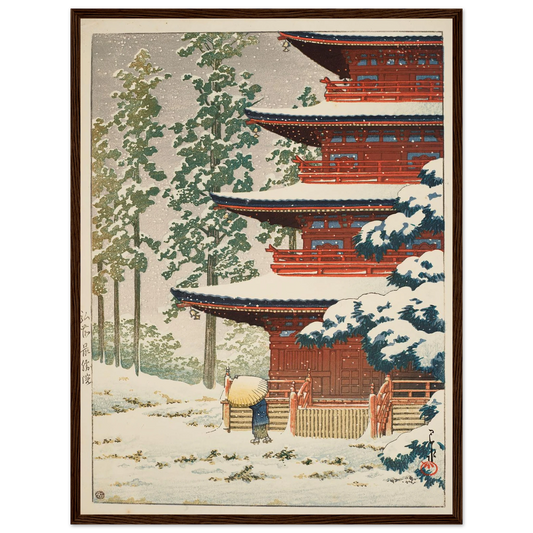 Saisho-in Temple, Hirosaki (1936) Art Print | Kawase Hasui - Framed Poster - 30x40 cm / 12x16″ - Black frame