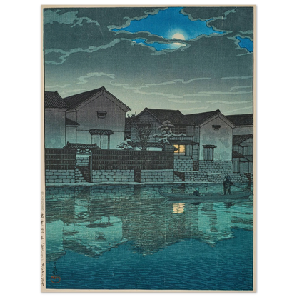 Izumo Matsue, oborozuki (Hazy moon at Matsue in Izumo) (1924) Art Print | Kawase Hasui-Quipham Collections