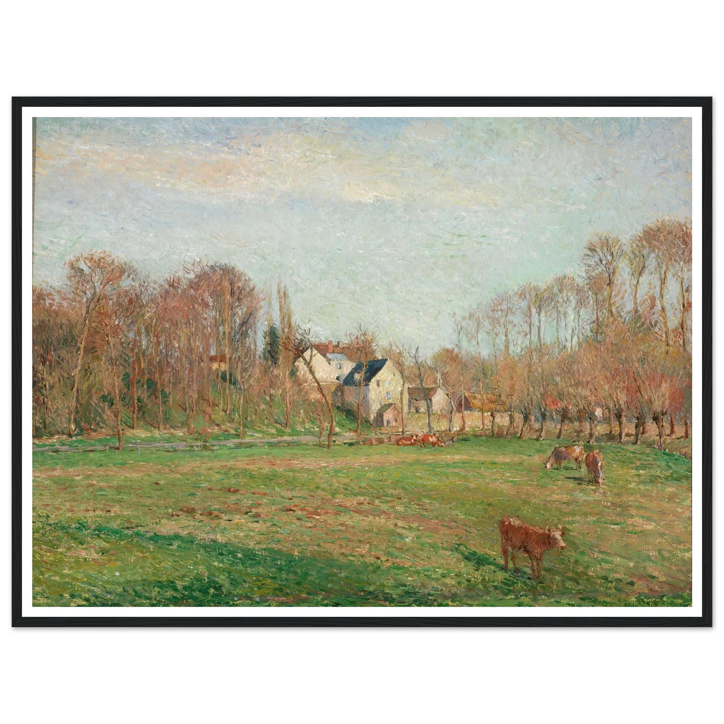 Field and Mill at Osny (1884) Art Print | Camille Pissarro - Framed Poster - 30x40 cm / 12x16″ - Black frame