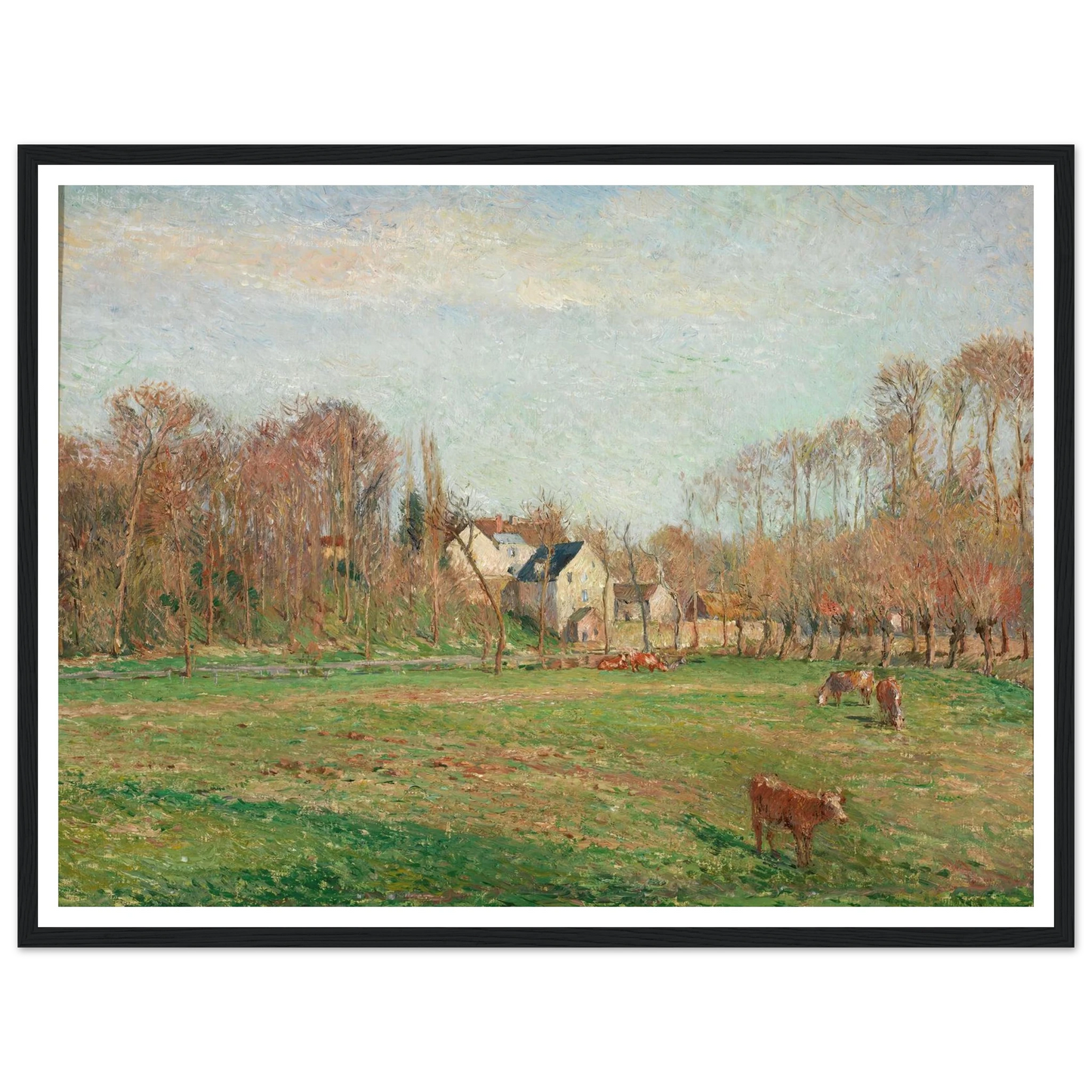 Field and Mill at Osny (1884) Art Print | Camille Pissarro - Framed Poster - 30x40 cm / 12x16″ - Black frame