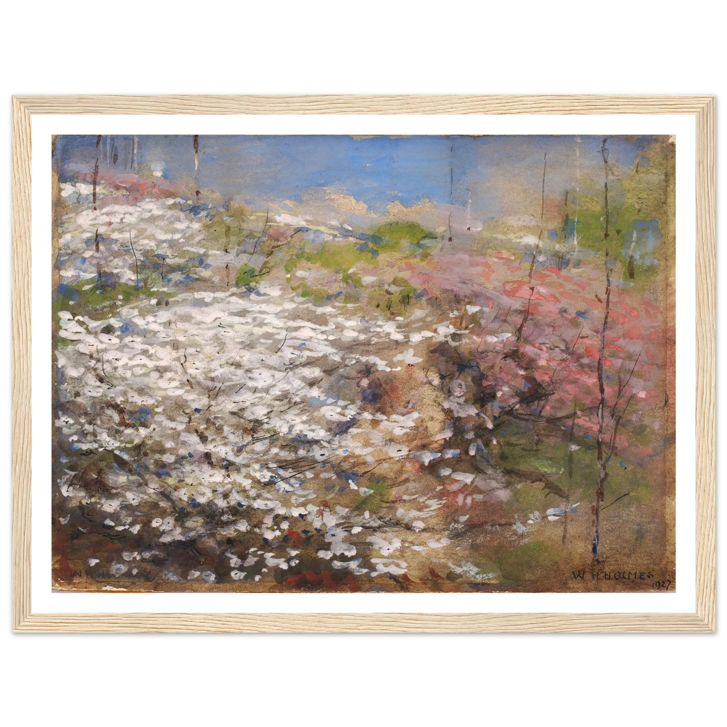 Field Of Blossoms (1927) Art Print | William Henry Holmes - Framed Poster - 30x40 cm / 12x16″ - Black frame